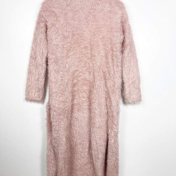 BB Dakota Love Pink Eyelash Long Duster Sweater Cardigan Womens Size XS Furry - Picture 7 of 10
